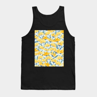 Golden yellow watercolor floral - baby teal background Tank Top